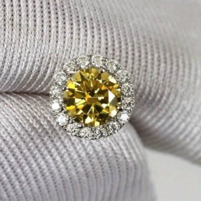 Women's 0.5 Carat Lemon Yellow Moissanite Stud Earrings